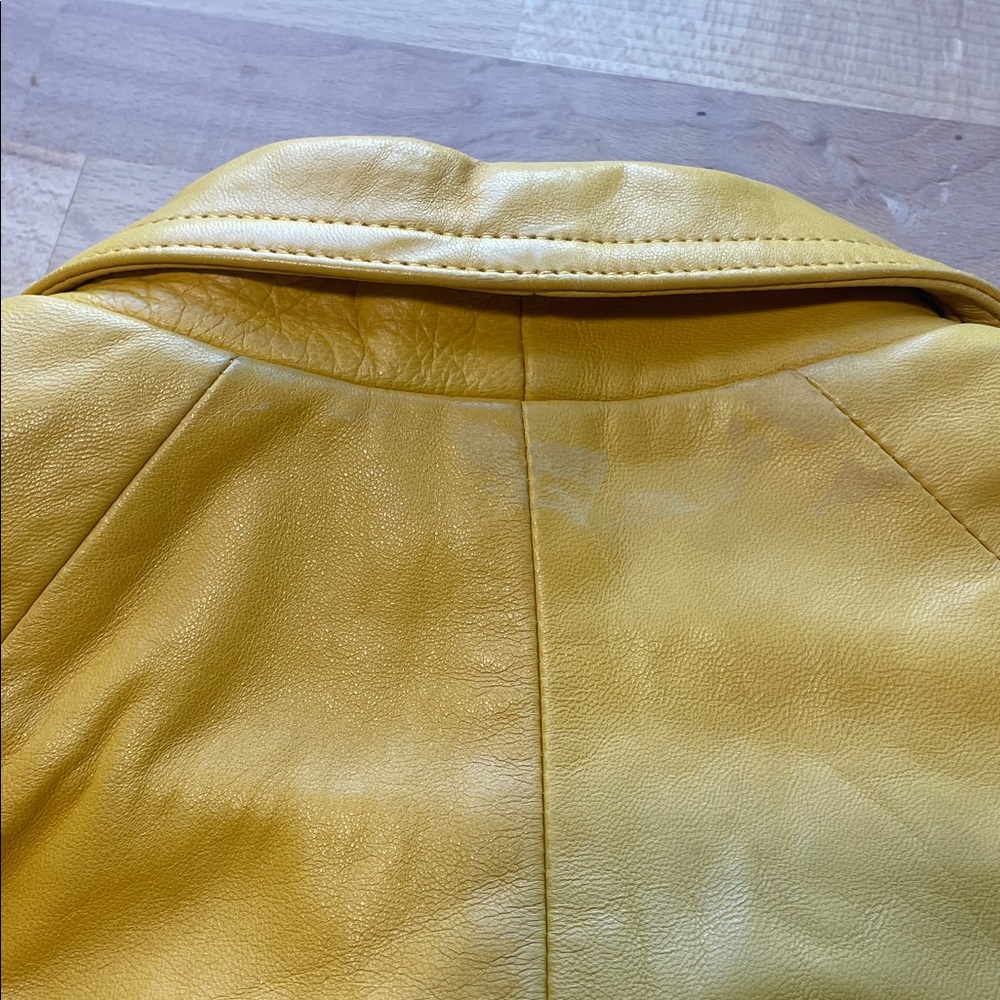 Michael Hoban Yellow Leather Vintage Puffer Jacket - Sz M - Picture 12 of 12